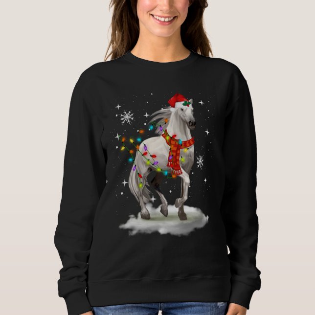 Horse jul Ljus Funny T Shirt (Framsida)