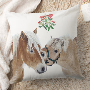Horse jul Mistletoe Cute Ponies Equestrian Kudde
