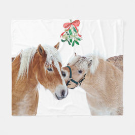 Horse jul Mistletoe Equestrian Cute Ponies Fleecefilt