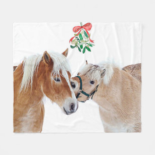 Horse jul Mistletoe Equestrian Cute Ponies Fleecefilt