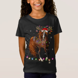 Horse jul Reindeer Ljus Funny Horse Julafton G T Shirt