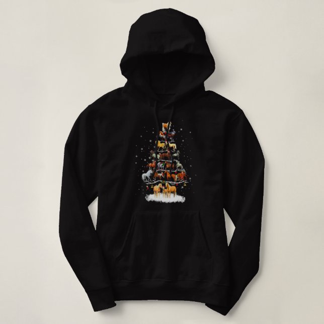 Horse Julgran Horses Winter Julafton Träd T Shirt (Design framsida)