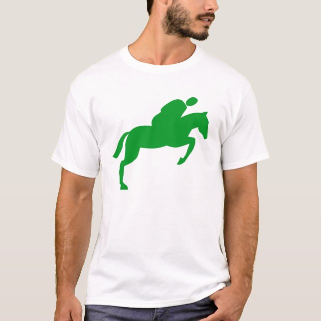 Horse Jumping - Grass Grönt T Shirt (Framsida)