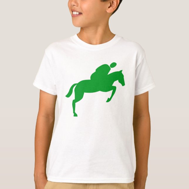 Horse Jumping - Grass Grönt T-shirt (Framsida)