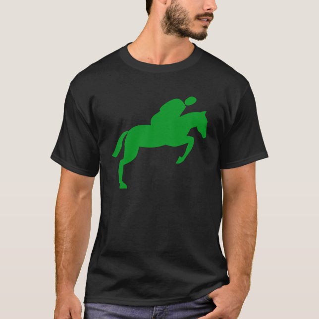 Horse Jumping - Grass Grönt Tee Shirt (Framsida)