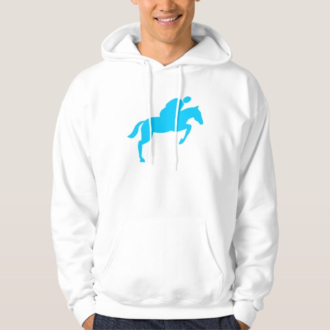 Horse Jumping - Himlar Blue Sweatshirt Med Luva (Framsida)
