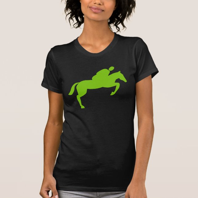 Horse Jumping - Martian Grönt T Shirt (Framsida)