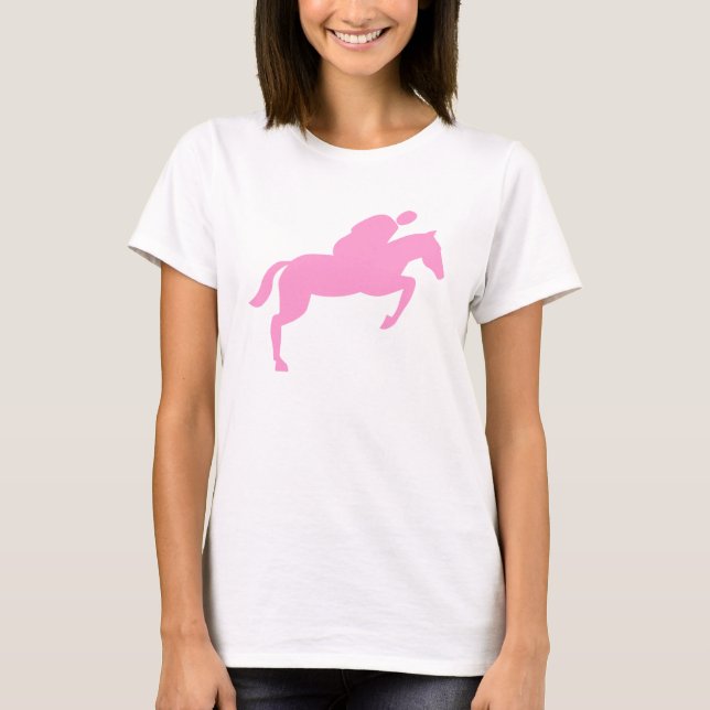 Horse Jumping - Rosa T Shirt (Framsida)