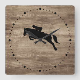 Horse Jumping Silhouette Wall Clock Fyrkantig Klocka