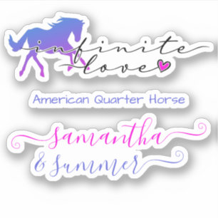Horse Kärlek Infinity Heart Custom Name Breed Tex Klistermärken