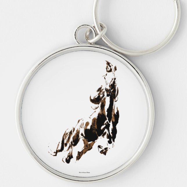 Horse Keychain Rund Silverfärgad Nyckelring (Framsidan)