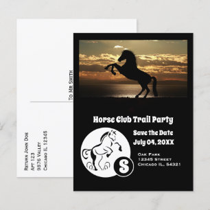 Horse Klubb Trail Party Monogram Photo Inbjudan Vykort