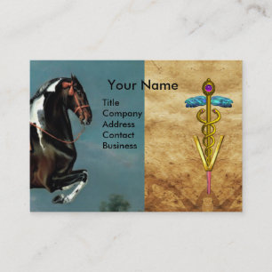 HORSE KÖRANDE "GULD CADUCEUS VETERINARY SYMBOL VISITKORT