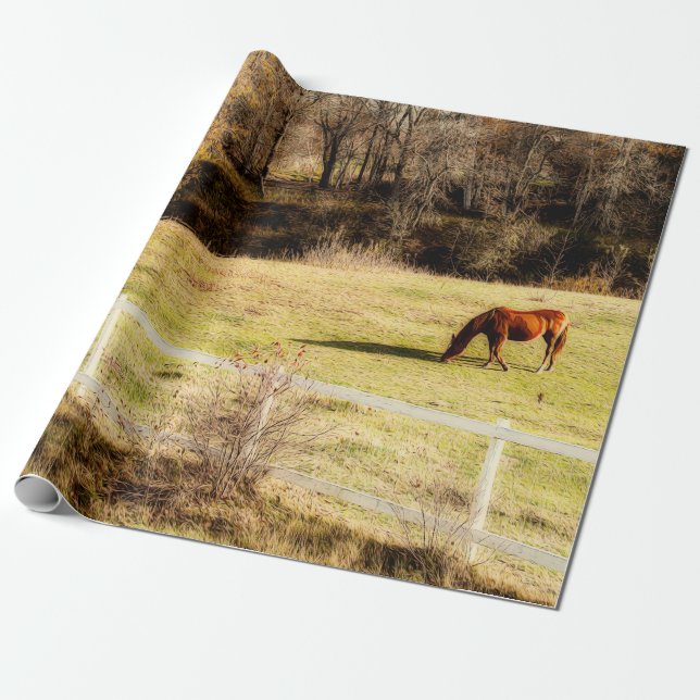 Horse Land Rustic Autumn Decoupage Presentpapper (Utrullad)