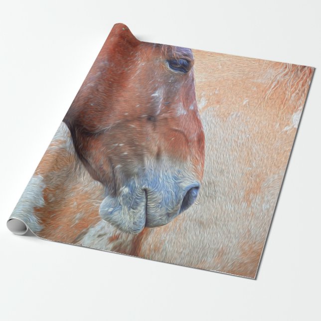 Horse Land Rustic Brown Western Decoupage Presentpapper (Utrullad)