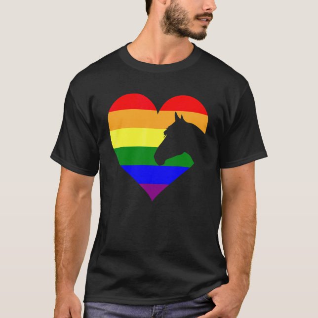 Horse Lgbt Q Coola Gay pride Rainbow Flagga Ally T Shirt (Framsida)