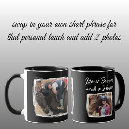 Horse Lover 2 fotovit svart Mugg