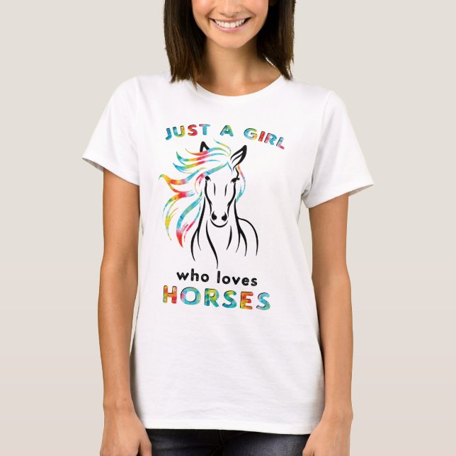 Horse Lover Bara en flicka som Kärlekar hästar T Shirt (Framsida)