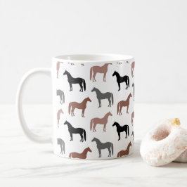 Horse Lover Black Brown och Grått Stallions Kaffemugg