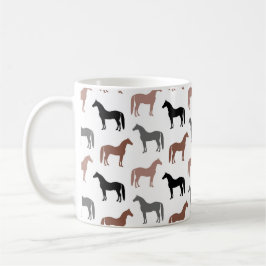 Horse Lover Black Brown och Grått Stallions Kaffemugg