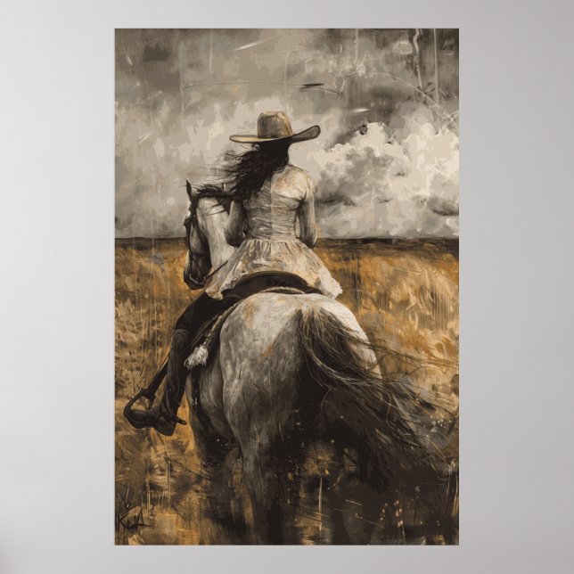 Horse Lover Cowgirl Art Poster (Framsidan)