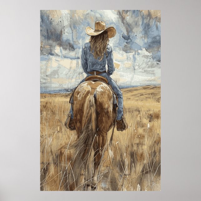 Horse Lover Cowgirl Art Poster (Framsidan)