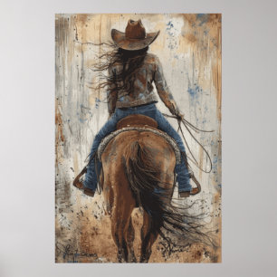 Horse Lover Cowgirl Art Poster