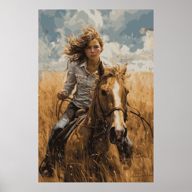 Horse Lover Cowgirl Art Poster (Framsidan)