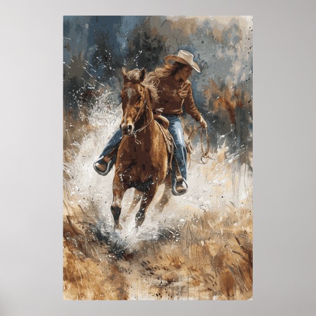 Horse Lover Cowgirl Art Poster (Framsidan)