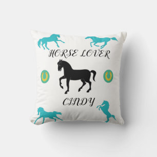 Horse Lover dekorativ kudde med personlig namn.