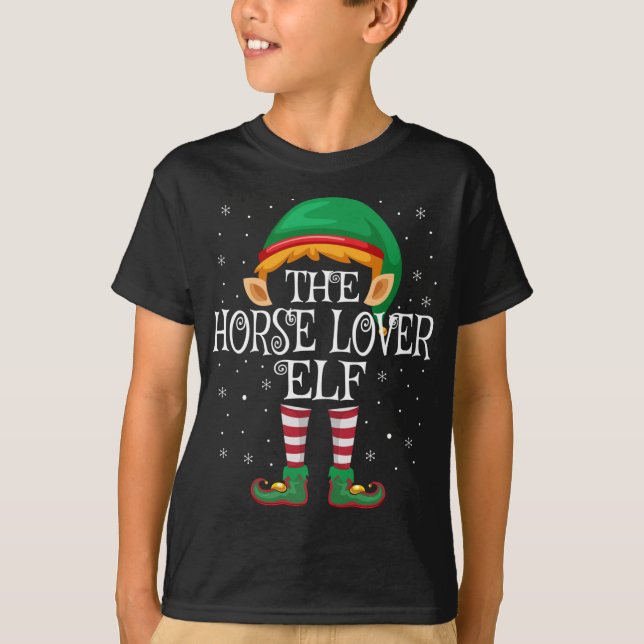 Horse Lover Elf-familjen som matchar jul T Shirt (Framsida)