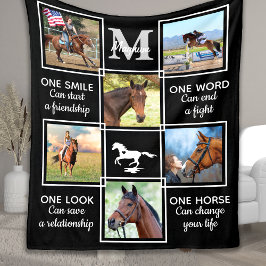 Horse Lover Equestrian Personlig Photo Collage Fleecefilt