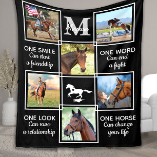 Horse Lover Equestrian Personlig Photo Collage Fleecefilt