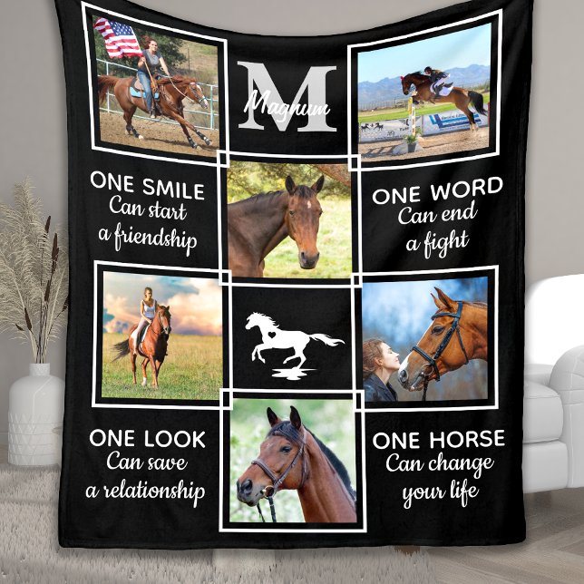 Horse Lover Equestrian Personlig Photo Collage Fleecefilt (Skapare uppladdad)