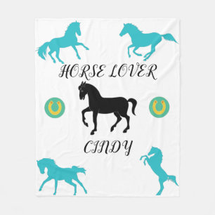 Horse Lover fleece filet med personlig namn.