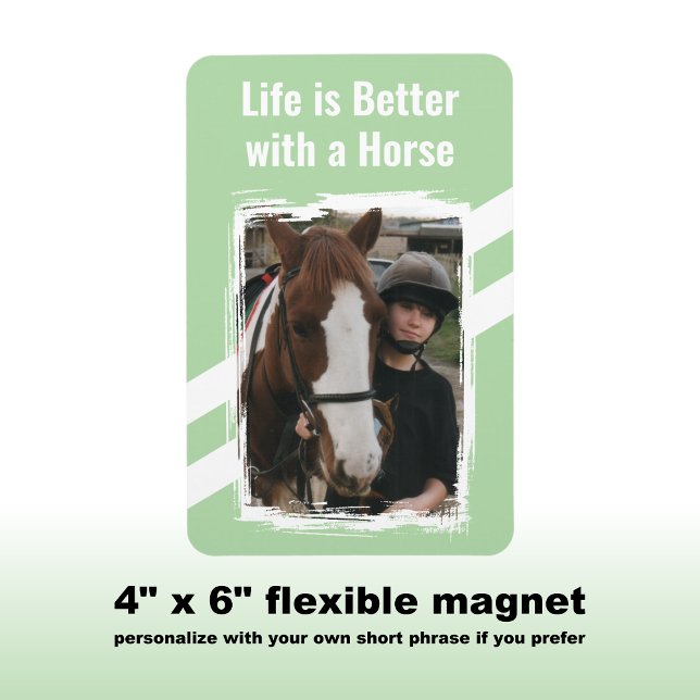 Horse Lover fotovit grönt Magnet (Skapare uppladdad)