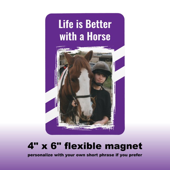 Horse Lover fotovit lila Magnet (Skapare uppladdad)