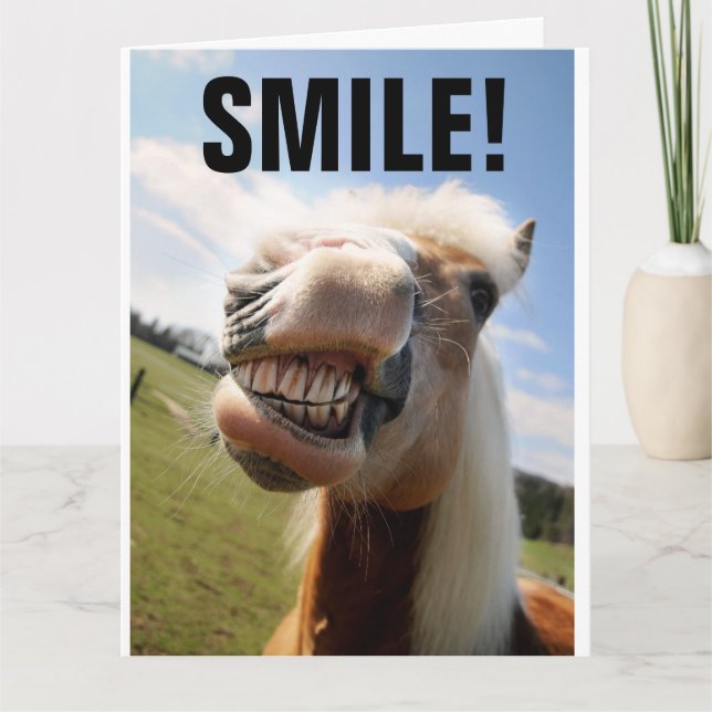 HORSE LOVER FUNNY BIRTHDAY GREETING CARD KORT (Framsida)