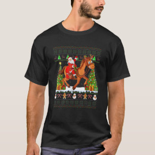 Horse Lover Funny Ugly Santa Riding Horse Christma T Shirt