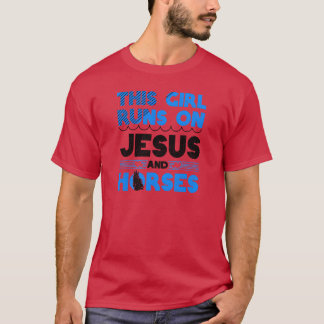 Horse Lover Girl Springa på Jesus- och hästpojken T Shirt