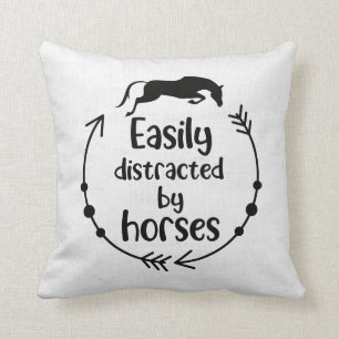 Horse Lover Grått White Burlap Westernare Equestr Kudde