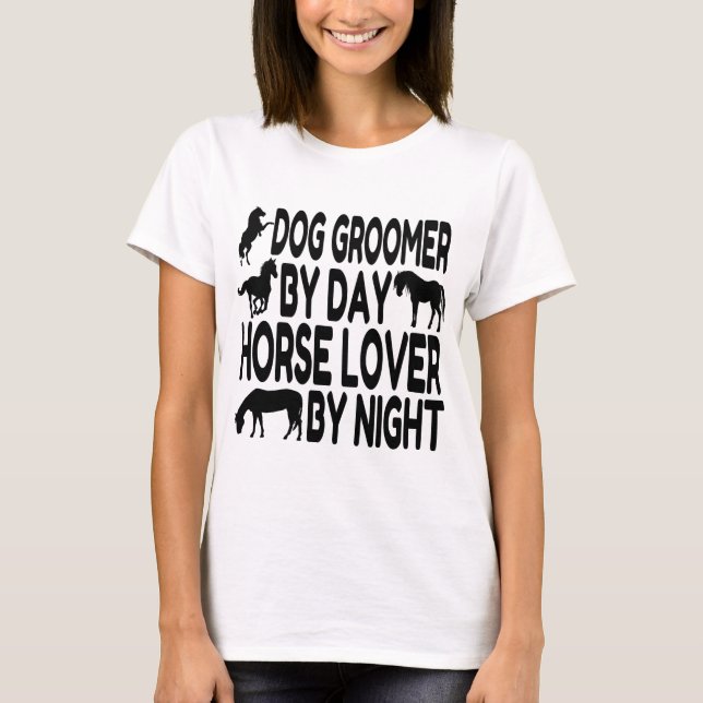 Horse Lover Hund Groomer T-shirt (Framsida)