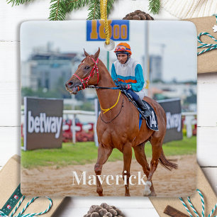 Horse Lover Personlig Pet Photo Equestrian Julgransprydnad Keramik