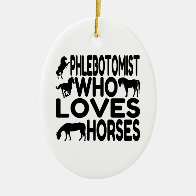 Horse Lover Phlebotomist Julgransprydnad Keramik (Framsidan)
