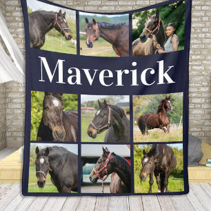 Horse Lover Photo Collage Anpassningsbar Equine Bi Fleecefilt