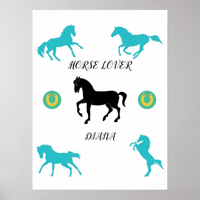 Horse Lover poster med personlig namn. (Framsidan)