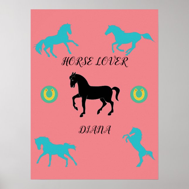 Horse Lover poster med personlig namn. (Framsidan)