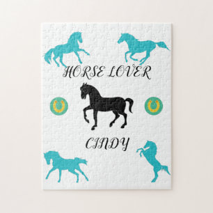 Horse Lover-pussel med personlig namn. Pussel