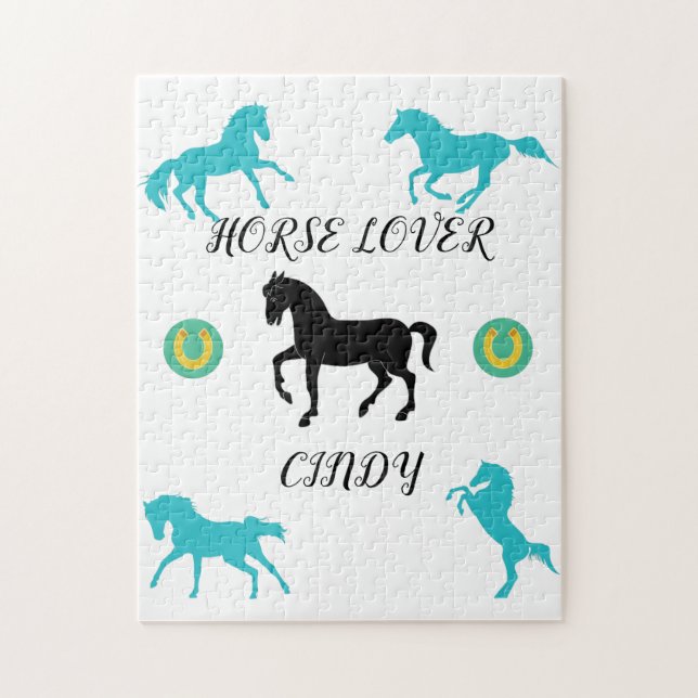 Horse Lover-pussel med personlig namn. Pussel (Vertikal)