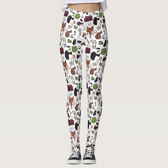 Horse Lover - Roligt Equestrian Horse Riding Leggings (Framsida)